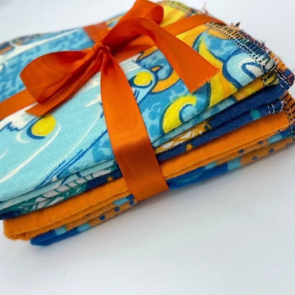 Set of 4 not paper towels napkins ecofriendly green house warming mushroom orang